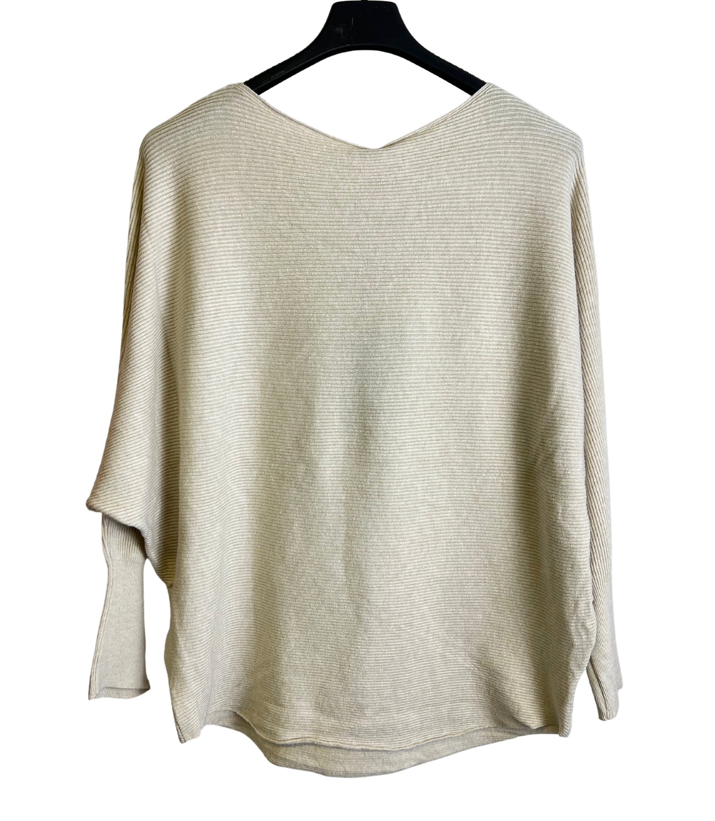 Sequin Star Batwing Sleeve Fine Knit Jumper in Beige