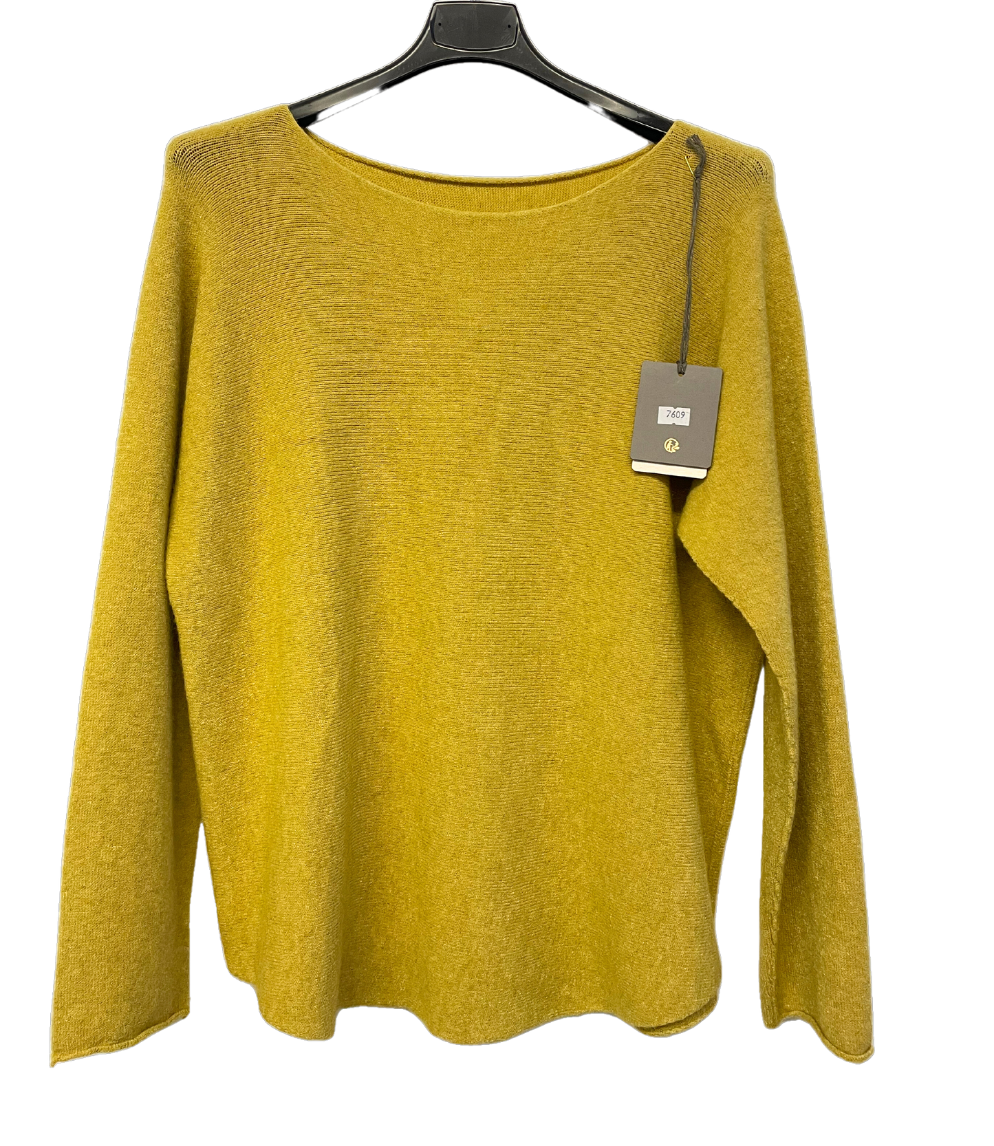 Soft Round Neck Jumper with Curved Hem In Mustard Yellow