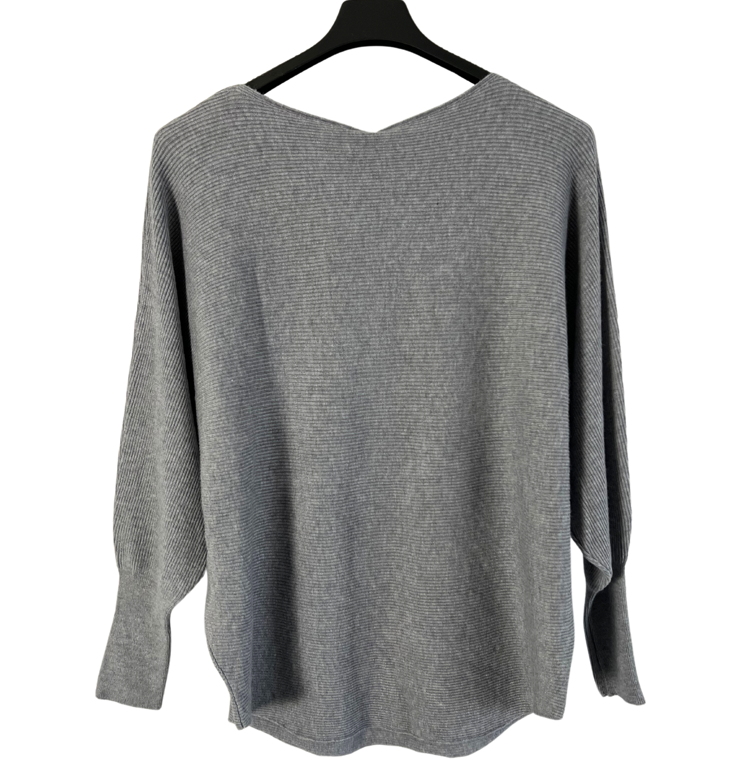 Autumn Pearl Sequin Design Batwing Sleeve Ribbed Knit Jumper in Grey