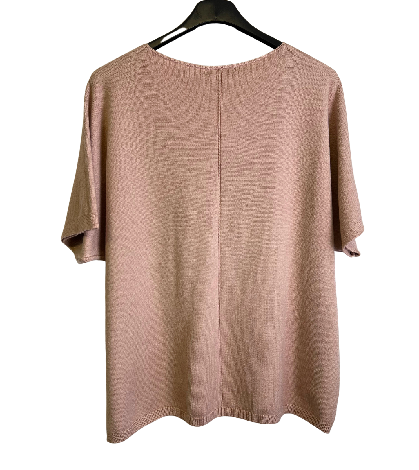 Soft Basic Casual V-Neck Jumper with Short Sleeves in Pink