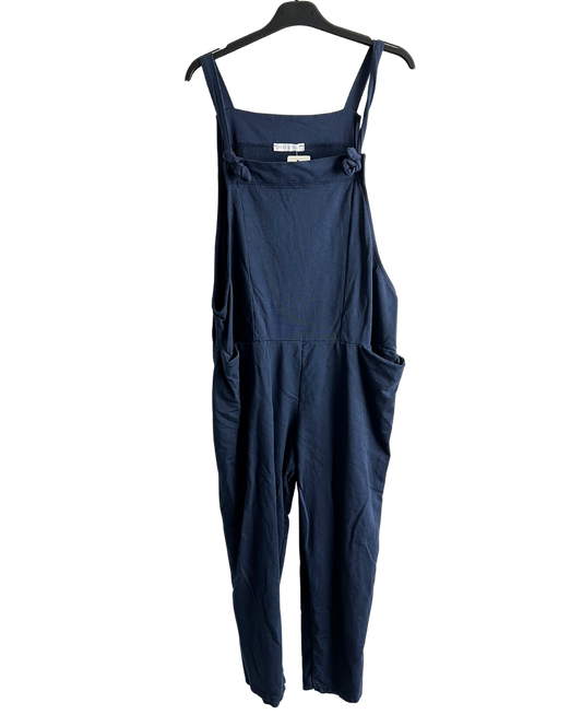 Knot Design 2 Pocket Plain Dungarees In Navy