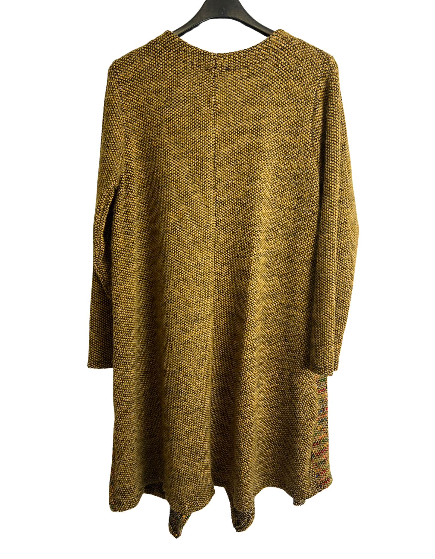 Lagenlook Italian Knitted Long Sleeve Knee Length Tunic Dress in Mustard Yellow