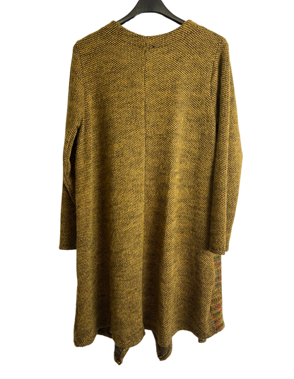 Lagenlook Italian Knitted Long Sleeve Knee Length Tunic Dress in Mustard Yellow