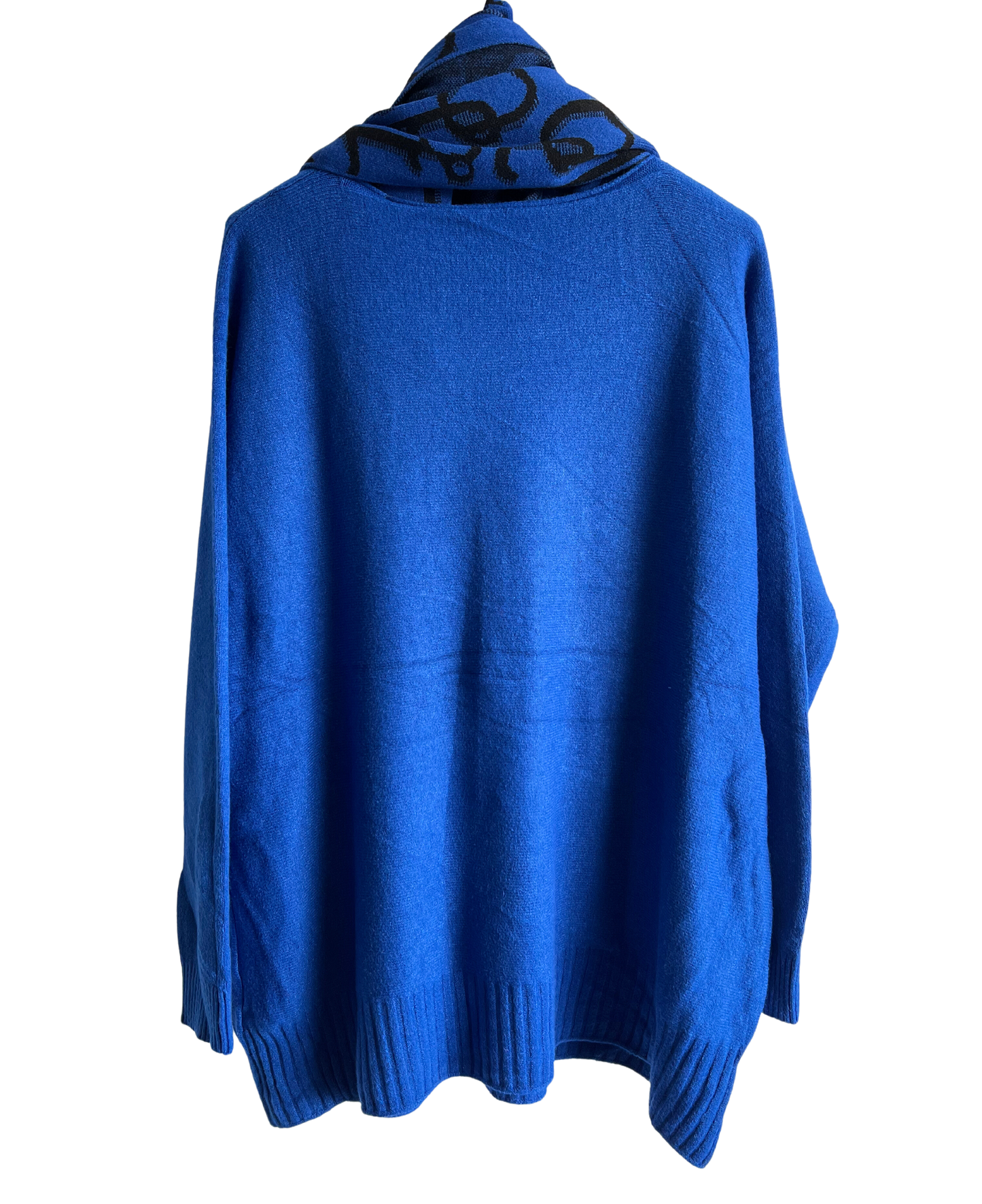 Knitted Long Sleeved Matching Jumper and Scarf Set in Royal Blue