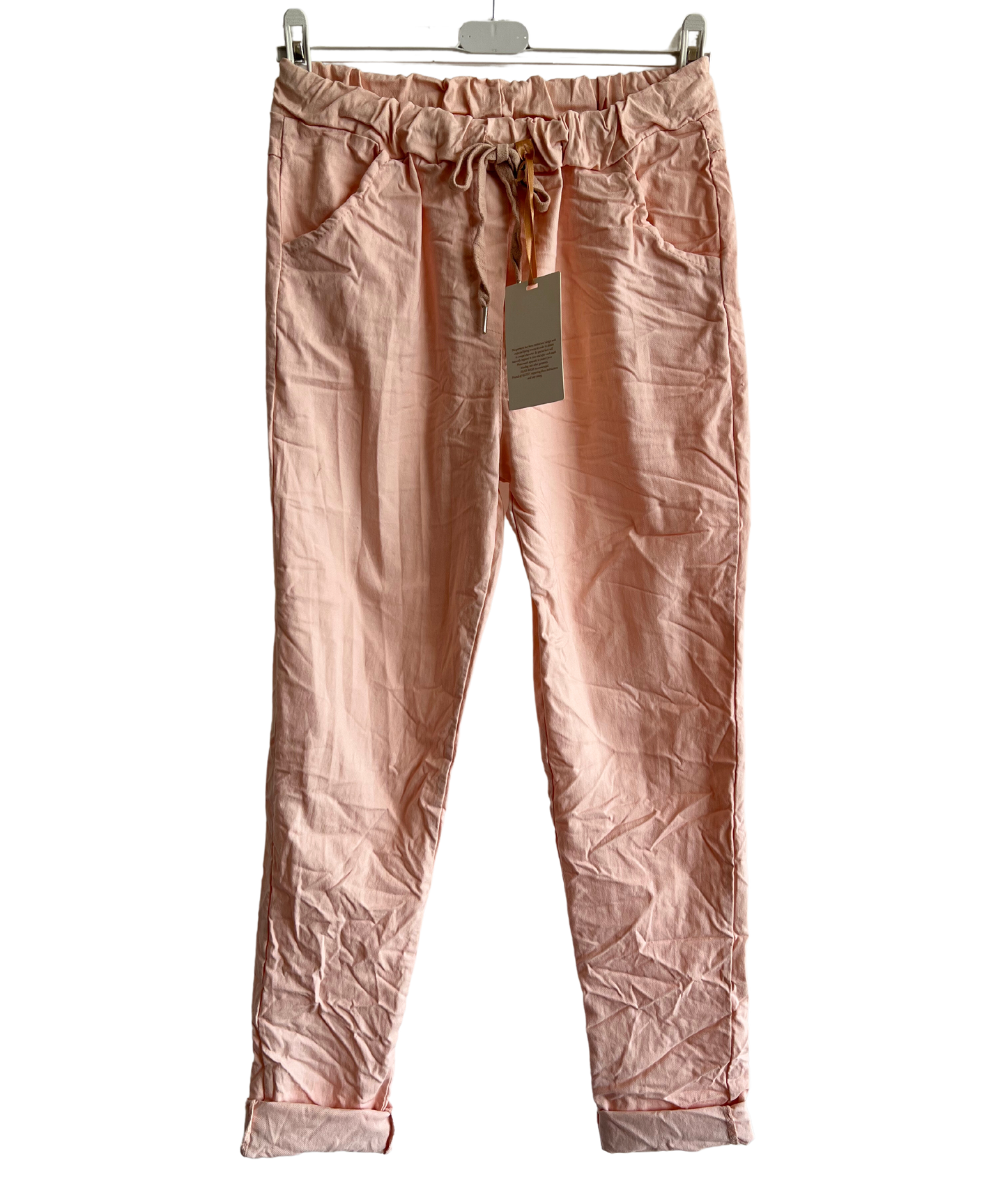 Regular Magic Stretchy Waist Summer Pants In Pink