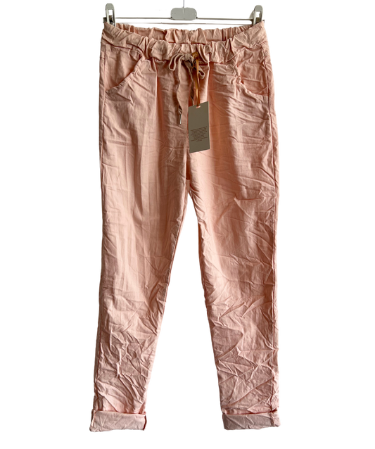 Regular Magic Stretchy Waist Summer Pants In Pink