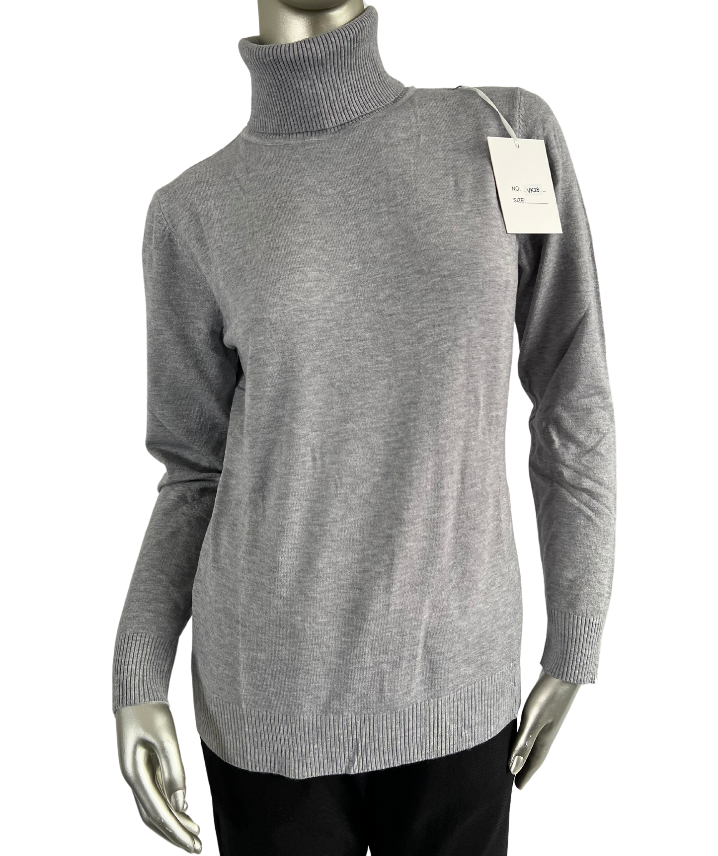 Lagenlook Lightweight Basic Polo Neck Sweater Jumper In Grey