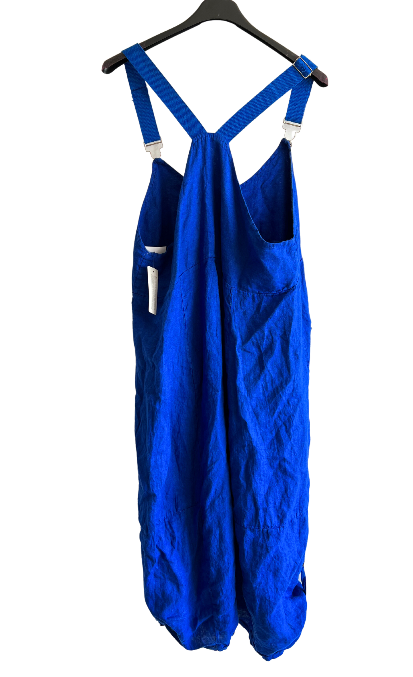 Lightweight Summer Linen Dungaree Dress in Royal Blue