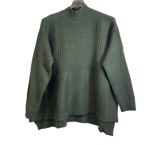 Knitted Italian Ribbed High Neck Long Sleeve Jumper in Khaki