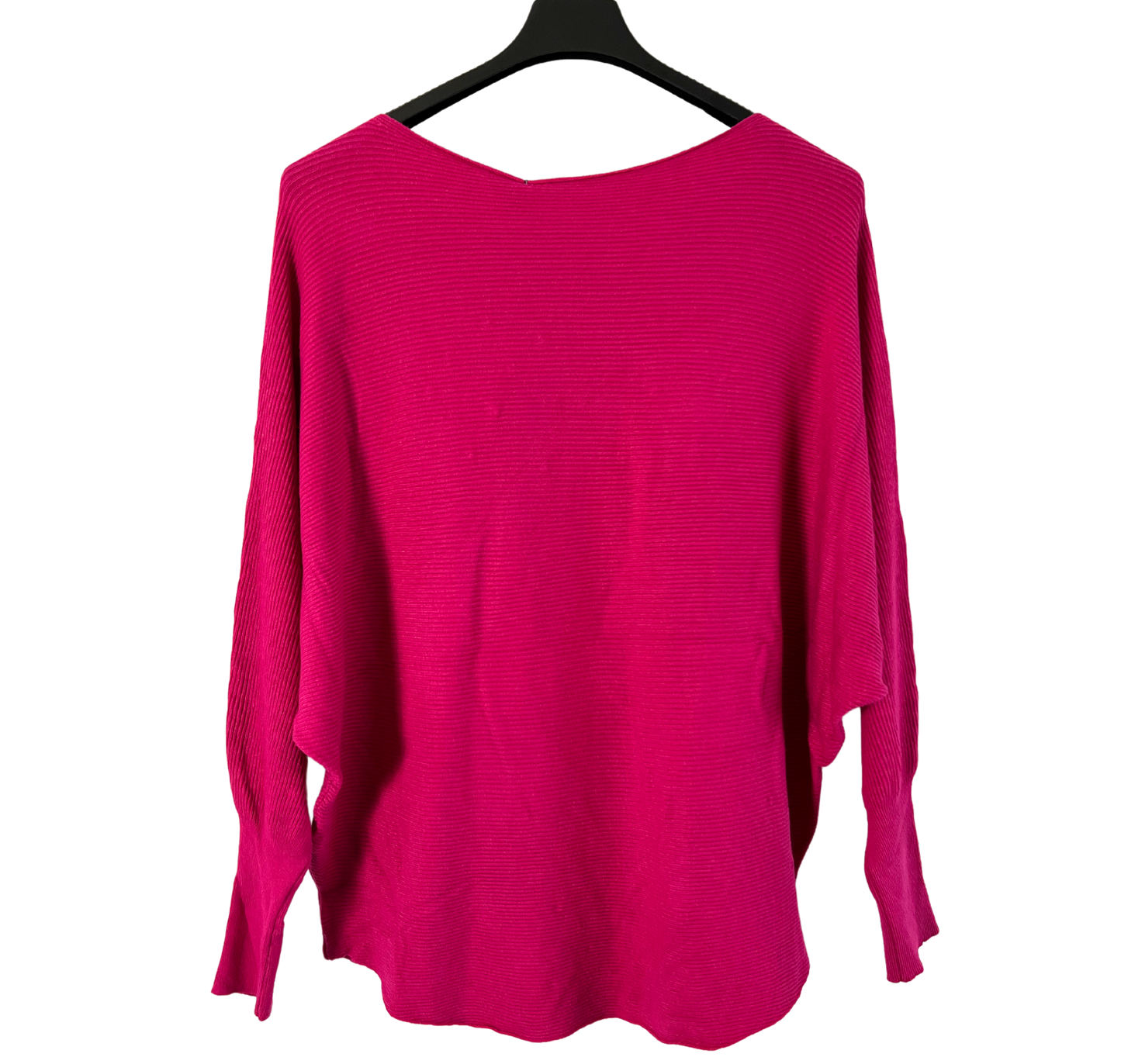 Autumn Pearl Sequin Design Batwing Sleeve Ribbed Knit Jumper in Fuchsia