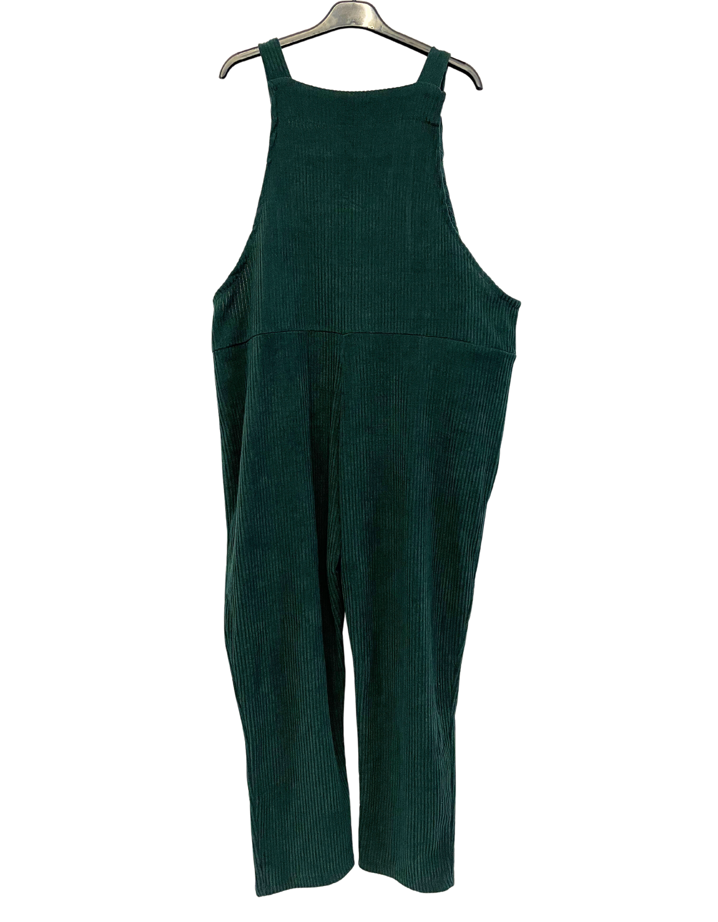 2 Pocket Front Tie Jumbo Cord Stretchy Dungarees in Bottle Green