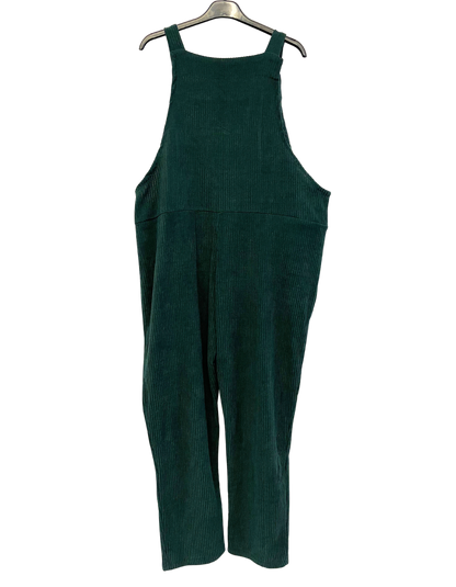 2 Pocket Front Tie Jumbo Cord Stretchy Dungarees in Bottle Green