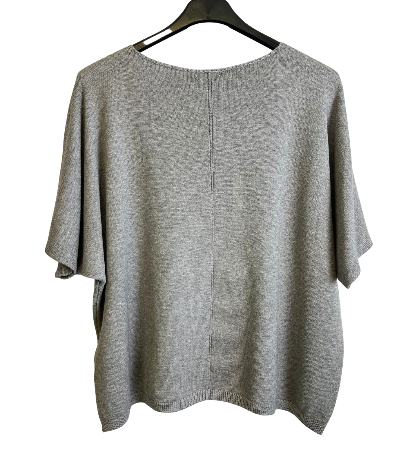 Soft Basic Casual V-Neck Jumper with Short Sleeves in Grey