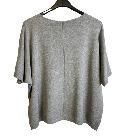 Soft Basic Casual V-Neck Jumper with Short Sleeves in Grey