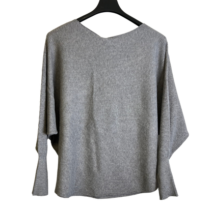 Sequin Star Batwing Sleeve Fine Knit Jumper in Grey