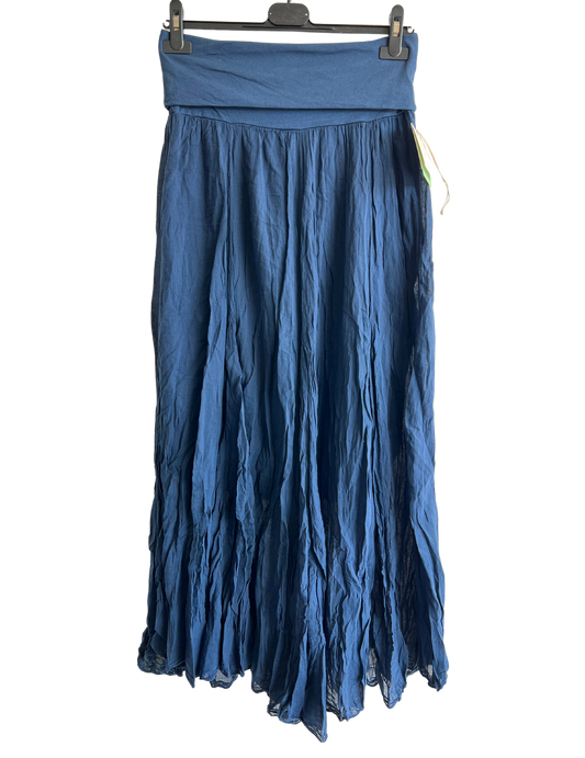 Summer Flare Design Maxi Skirt With Elasticated Waist In Navy