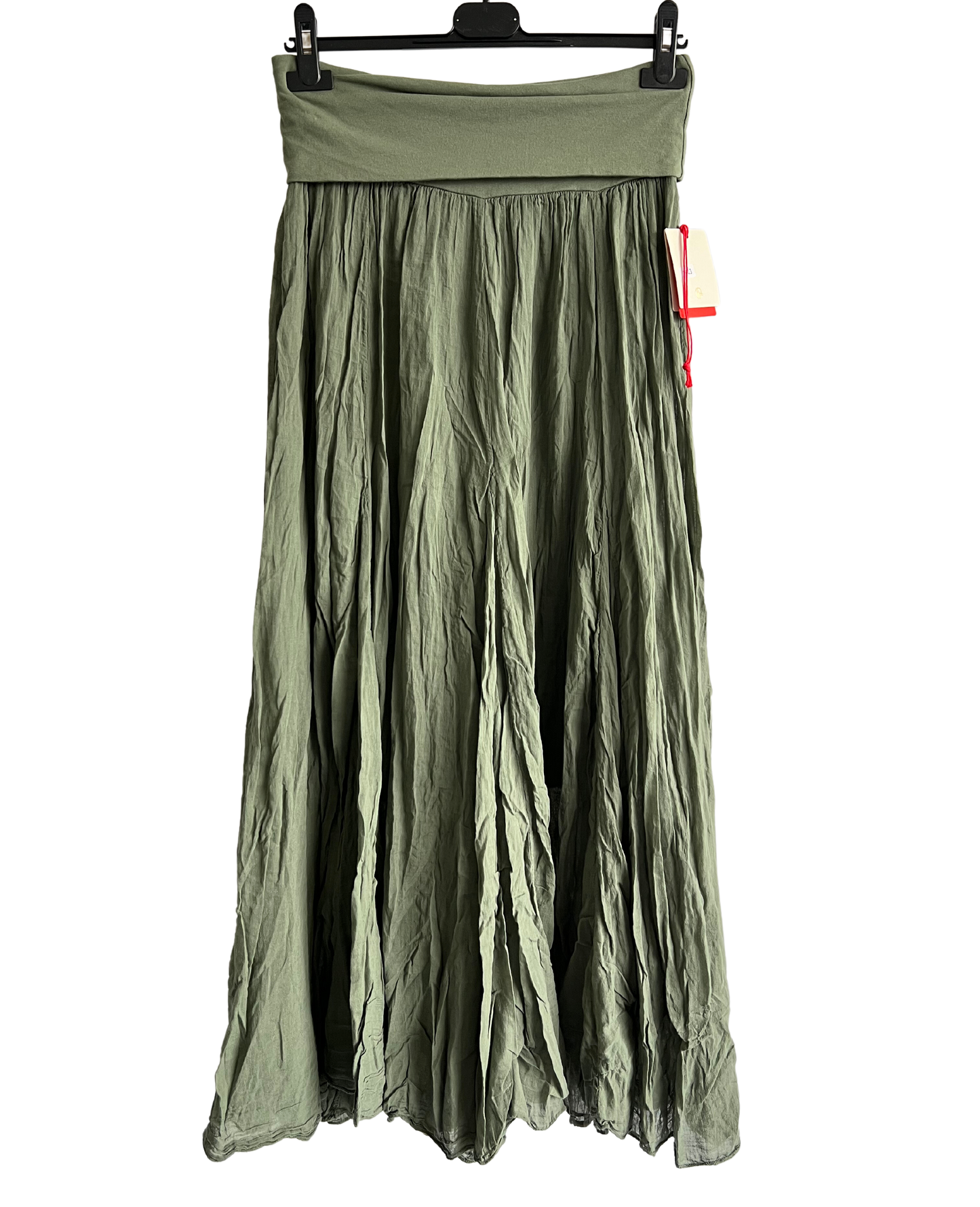 Summer Flare Design Maxi Skirt With Elasticated Waist In Khaki