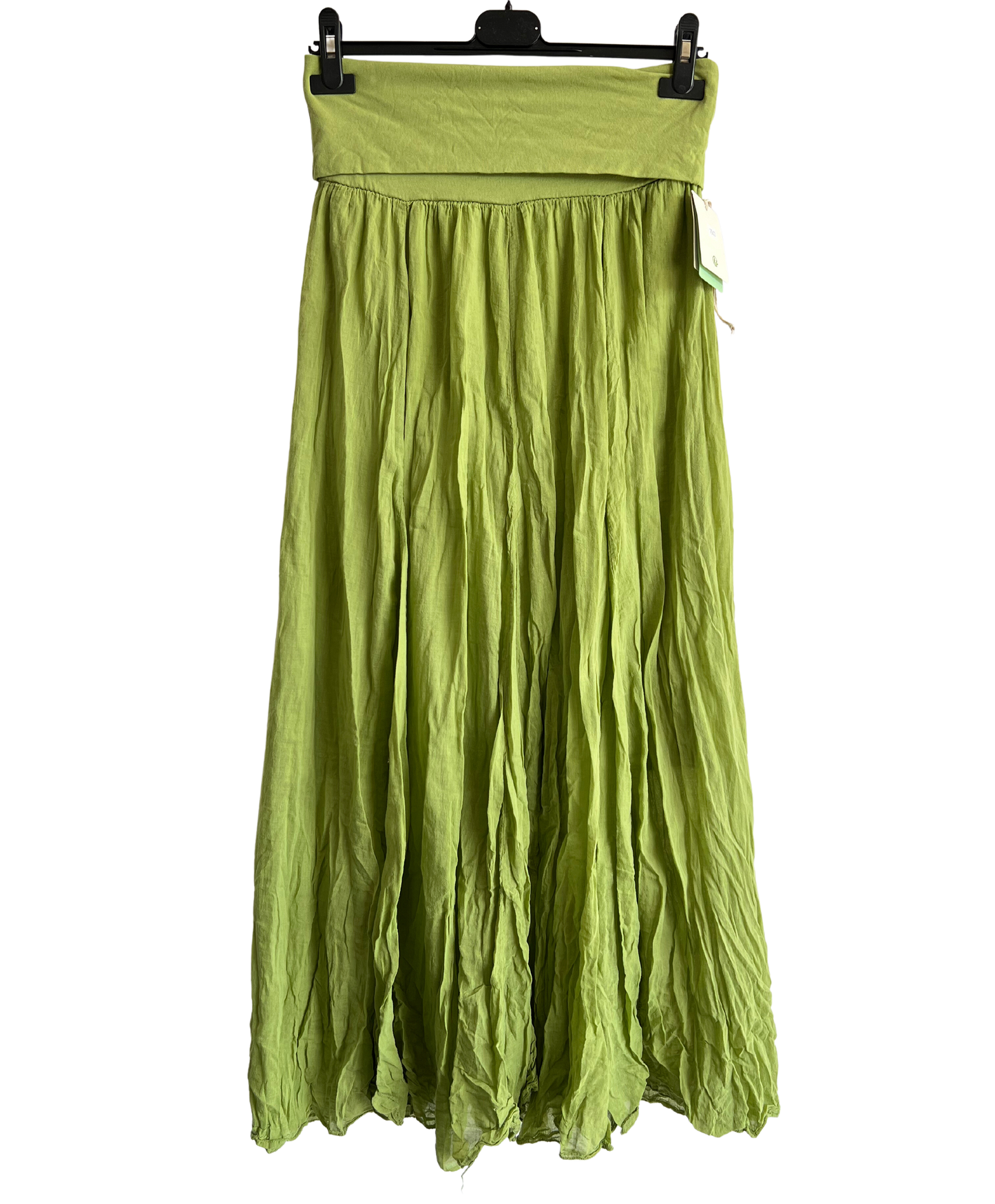 Summer Flare Design Maxi Skirt With Elasticated Waist In Lime