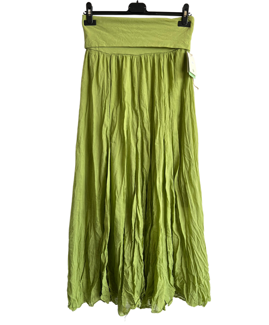 Summer Flare Design Maxi Skirt With Elasticated Waist In Lime