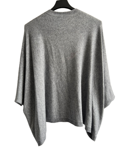 Lagenlook Soft Knit Open Front Short Cardigan in Grey