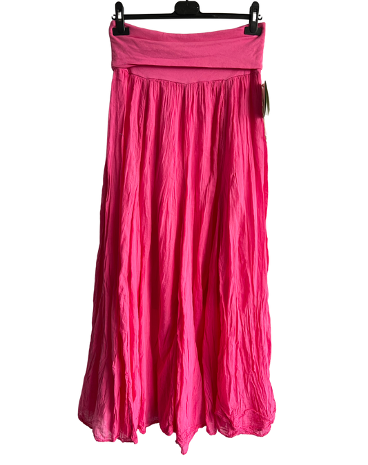 Summer Flare Design Maxi Skirt With Elasticated Waist In Fuchsia