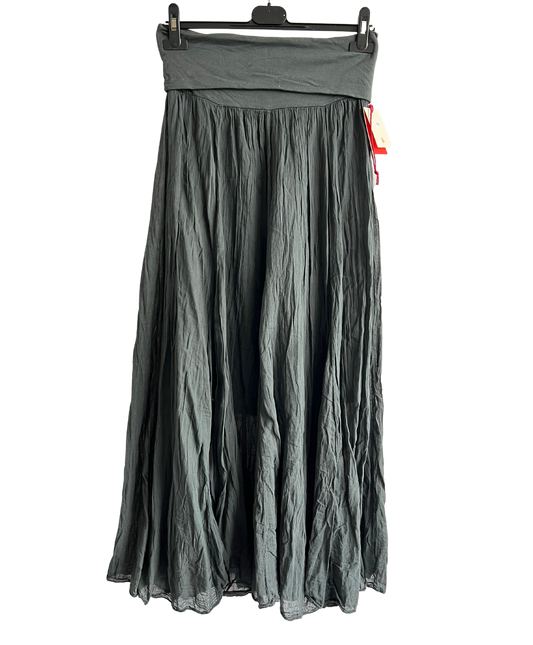 Summer Flare Design Maxi Skirt With Elasticated Waist In Charcoal