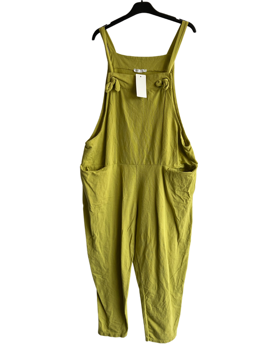 Knot Design 2 Pocket Plain Dungarees In Lime