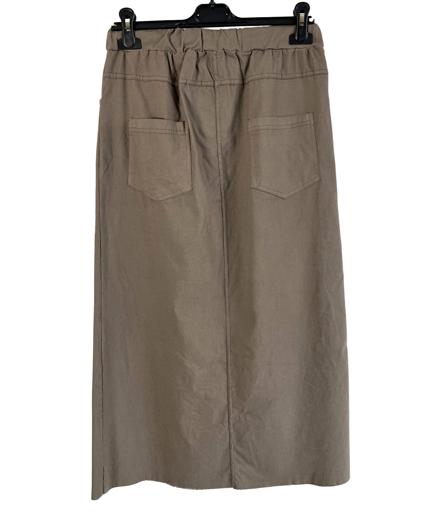 Regular Soft Fabric Stretch Split Front Magic Midi Skirt in Mocha