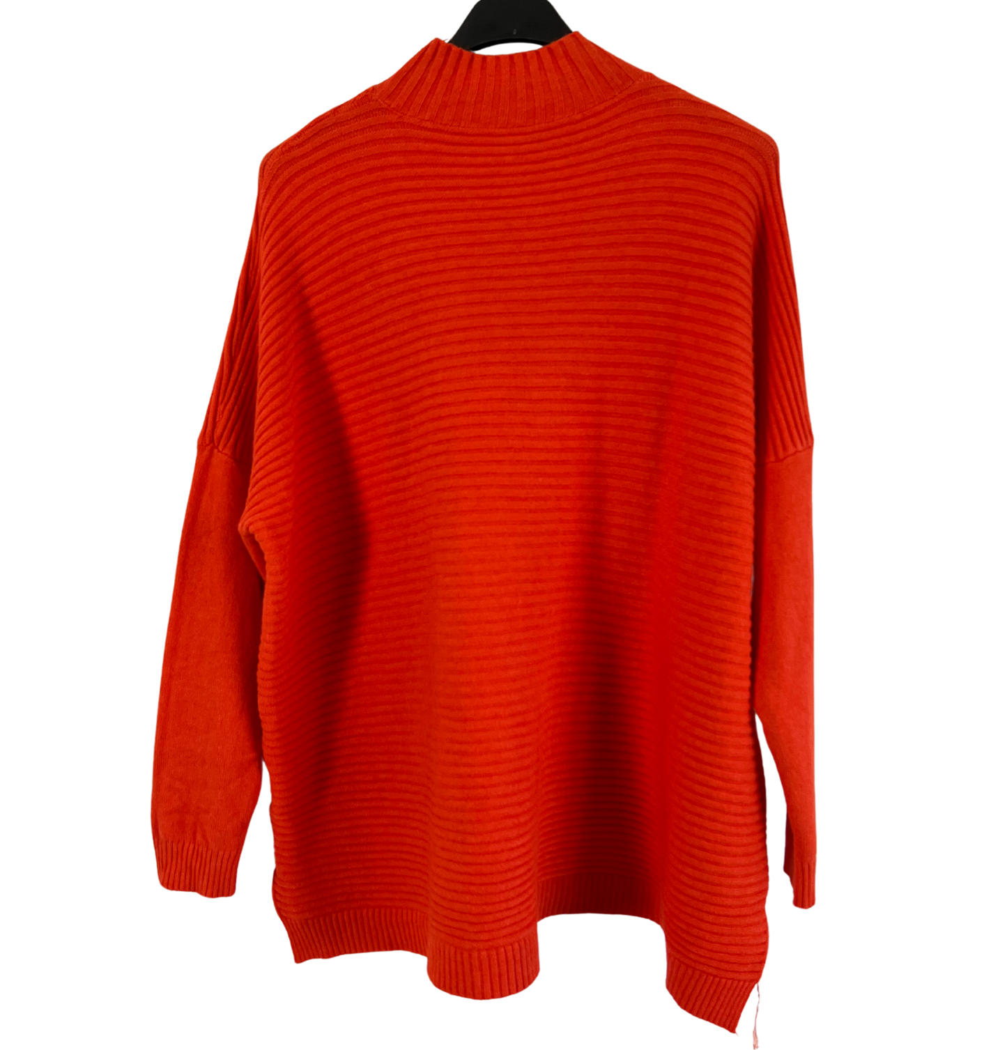 Knitted Italian Ribbed High Neck Long Sleeve Jumper in Orange