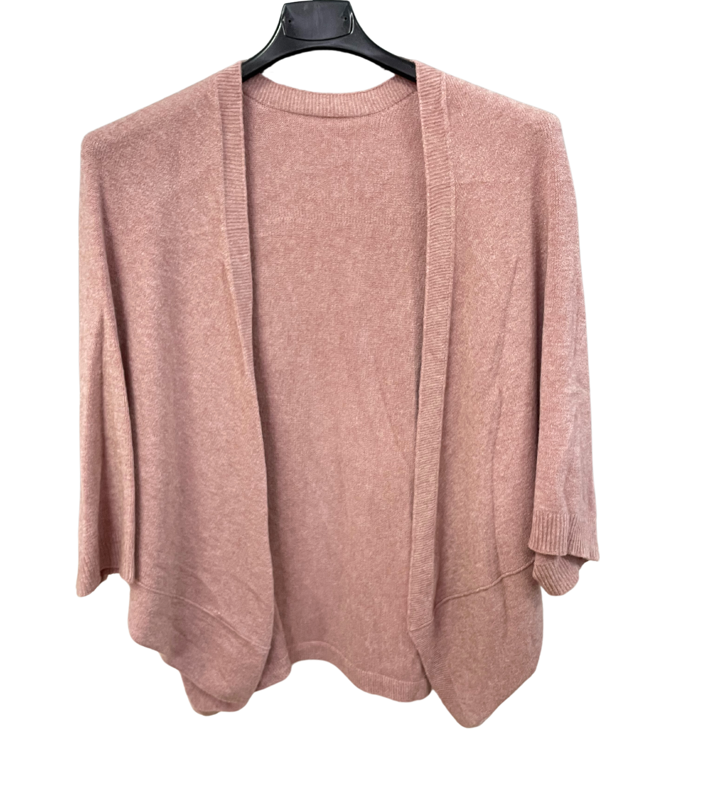 Lagenlook Soft Knit Open Front Short Cardigan in Pale Pink