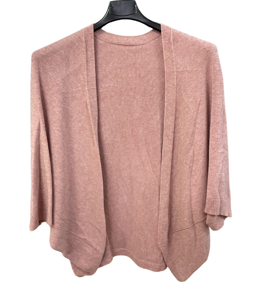 Lagenlook Soft Knit Open Front Short Cardigan in Pale Pink