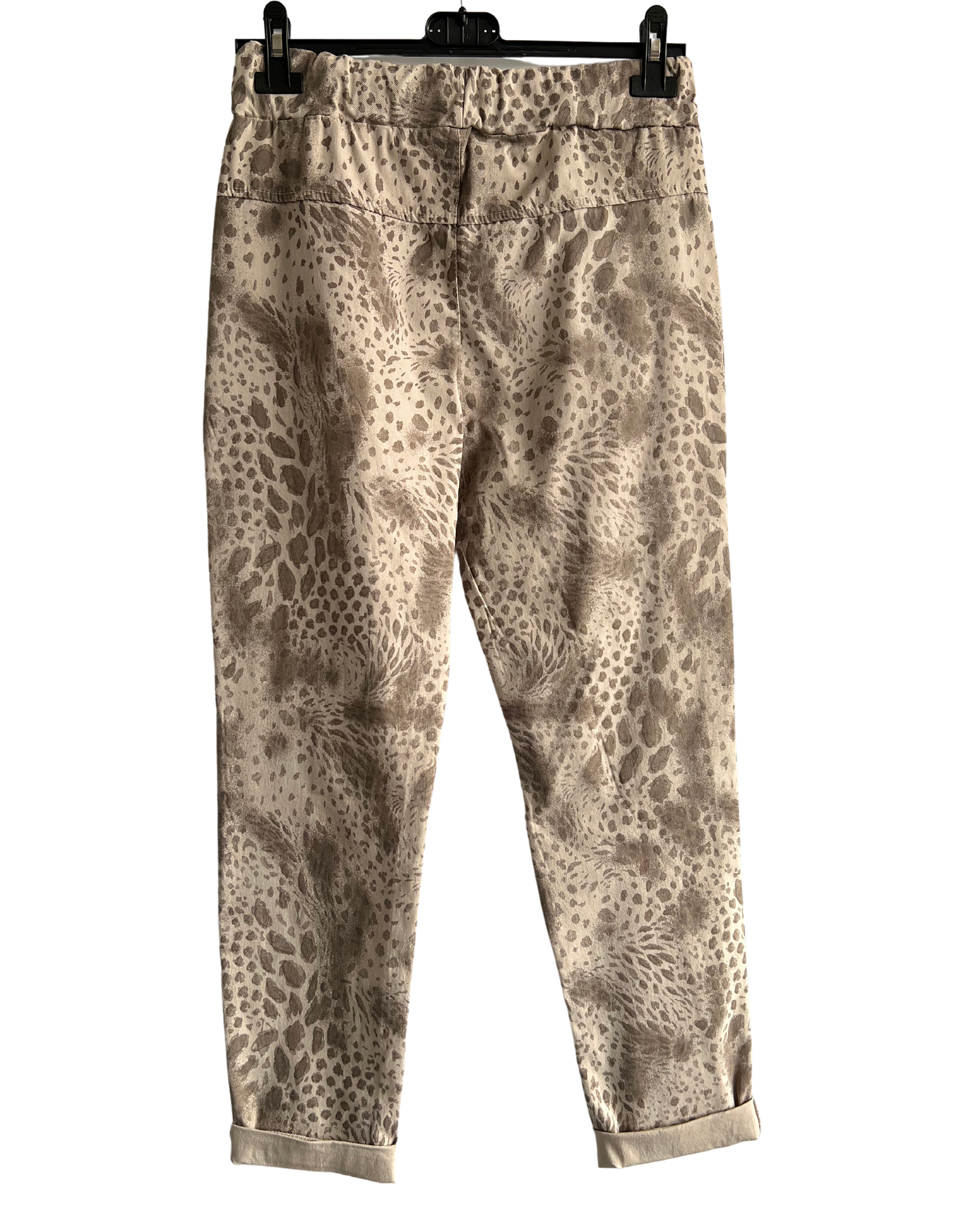 Leopard Print Stretchy Magic Pants In Beige