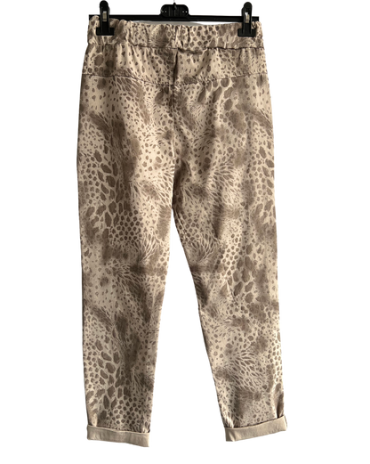 Leopard Print Stretchy Magic Pants In Beige