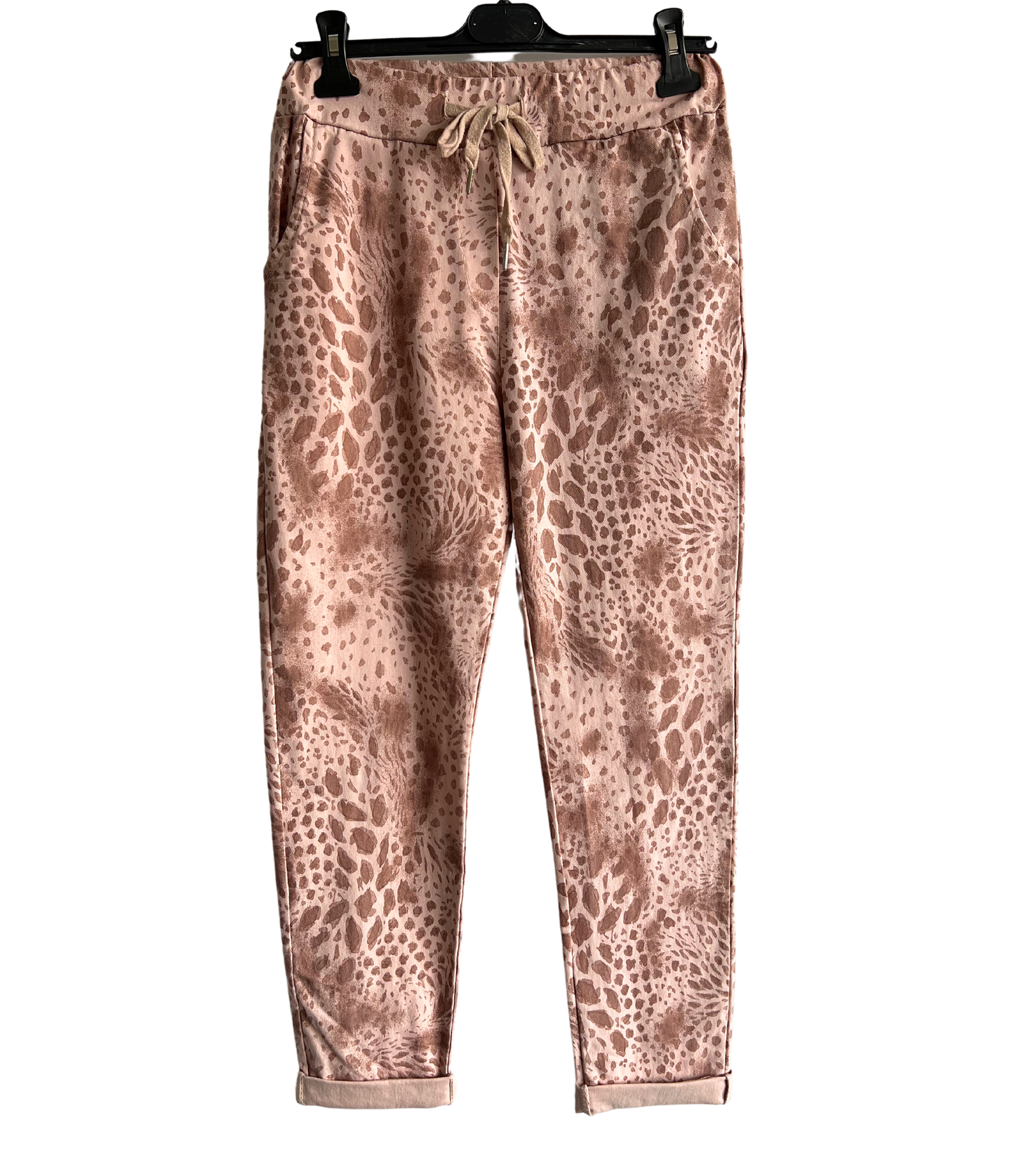 Leopard Print Stretchy Magic Pants In Pink