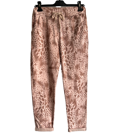 Leopard Print Stretchy Magic Pants In Pink