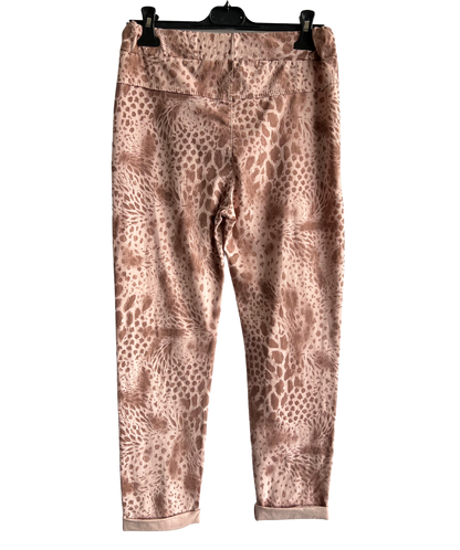 Leopard Print Stretchy Magic Pants In Pink