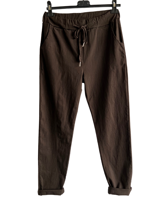 Regular Magic Stretchy Waist Pants In Brown