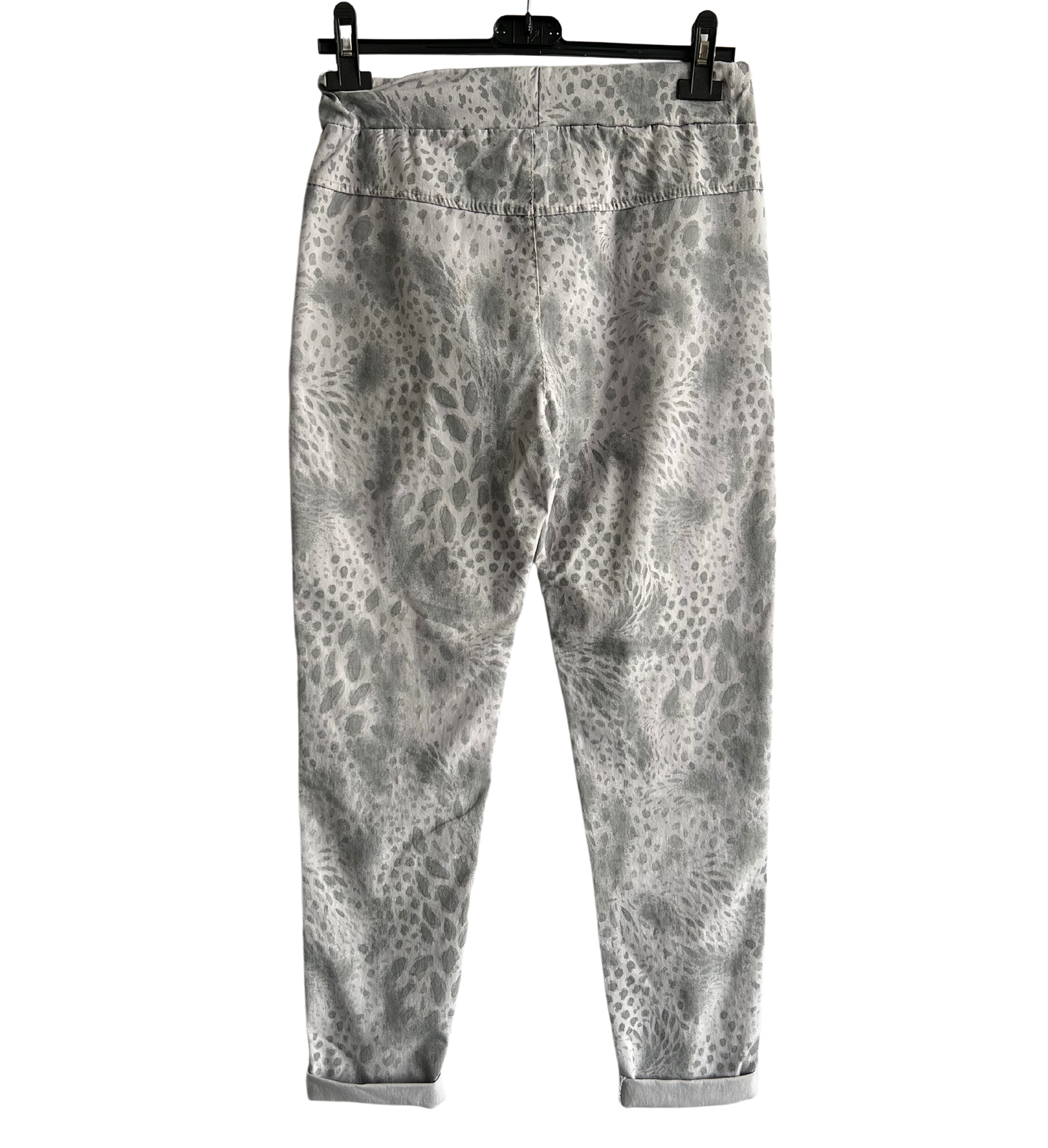 Leopard Print Stretchy Magic Pants In Silver