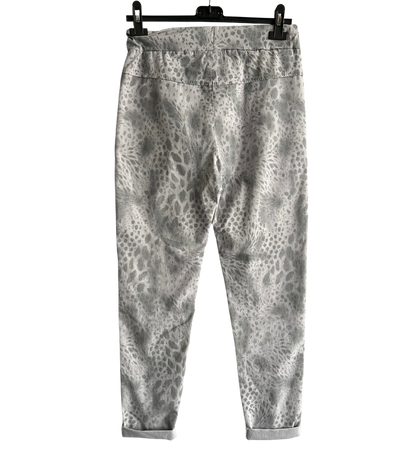 Leopard Print Stretchy Magic Pants In Silver