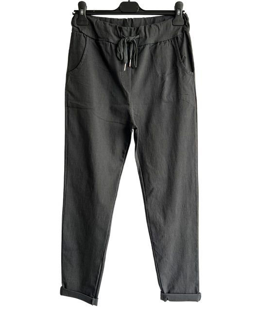 Regular Magic Stretchy Waist Pants In Charcoal