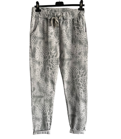 Leopard Print Stretchy Magic Pants In Silver