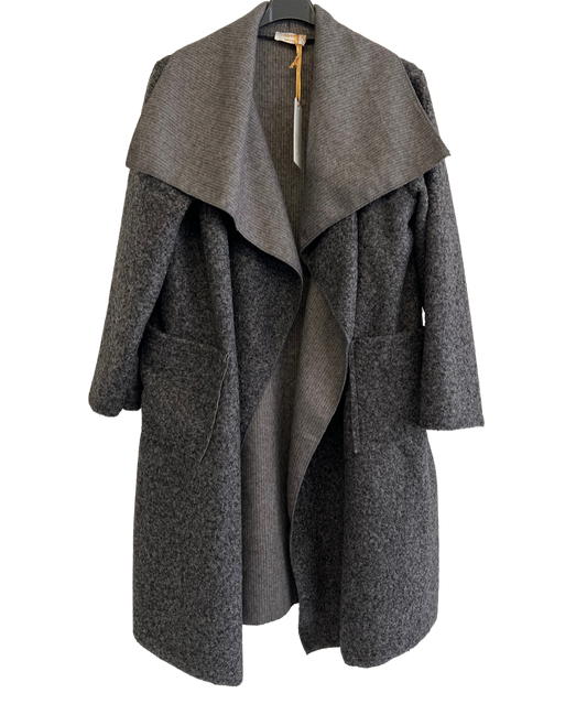 Boucle Coat Lightweight In Charcoal