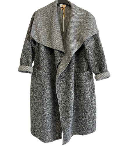 Boucle Coat Lightweight In Grey