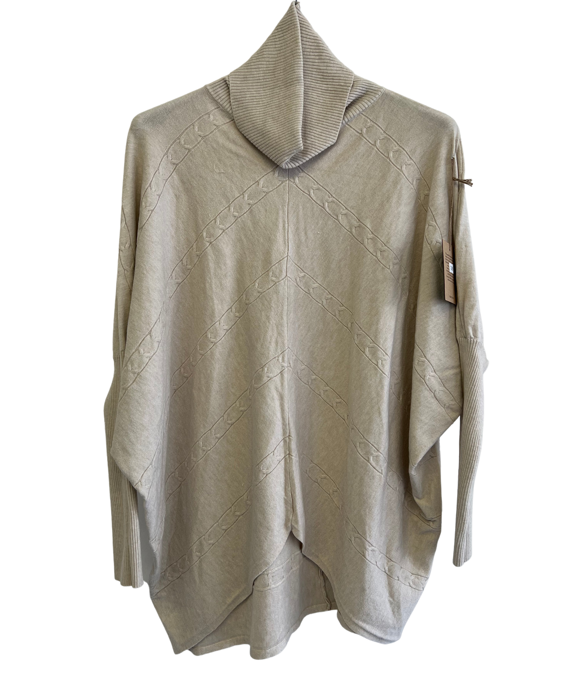 Batwing Rolled Up Neck Arrow Chain Design Jumper In Cream