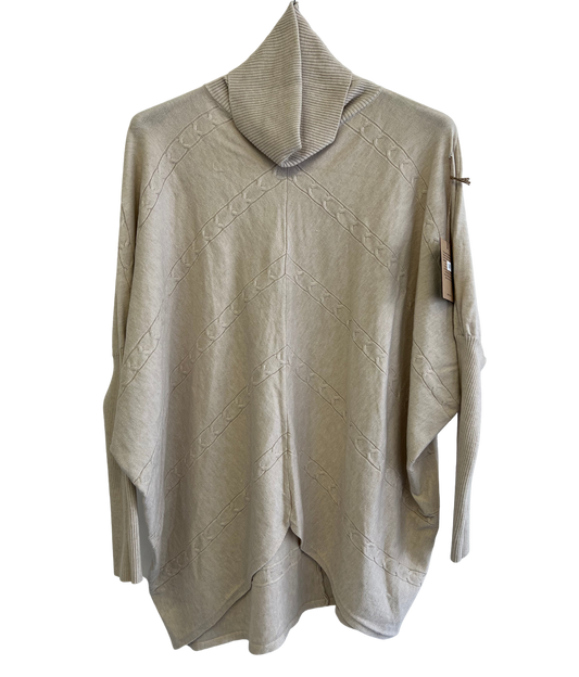 Batwing Rolled Up Neck Arrow Chain Design Jumper In Cream