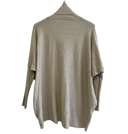 Batwing Rolled Up Neck Arrow Chain Design Jumper In Cream