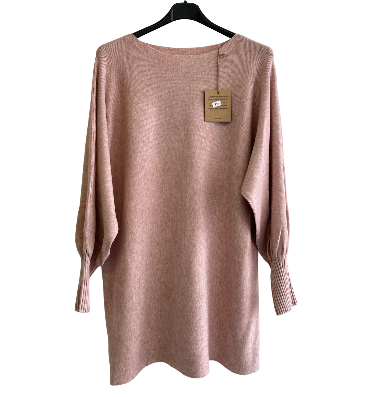 Button Back Soft Knit Cuffed Arm Scoop Neck Jumper In Pink