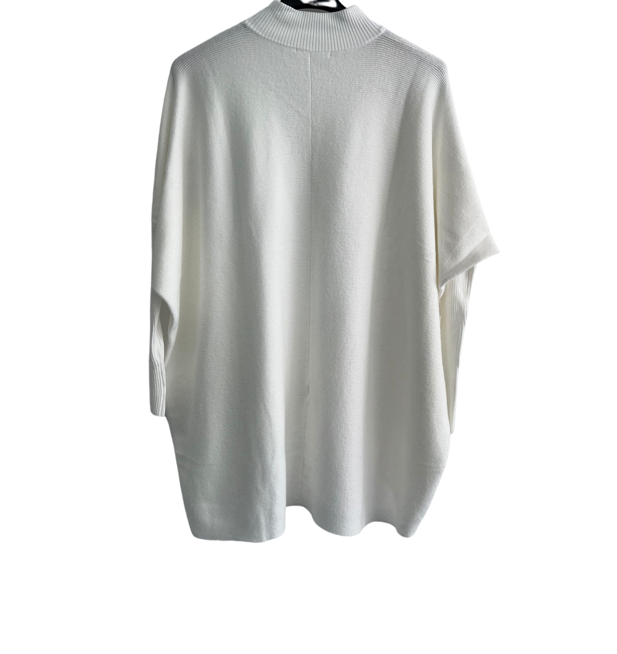 Batwing High Low Hem High Neck Jumper In White