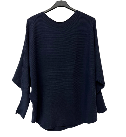 Sequin Star Batwing Sleeve Jumper In Navy