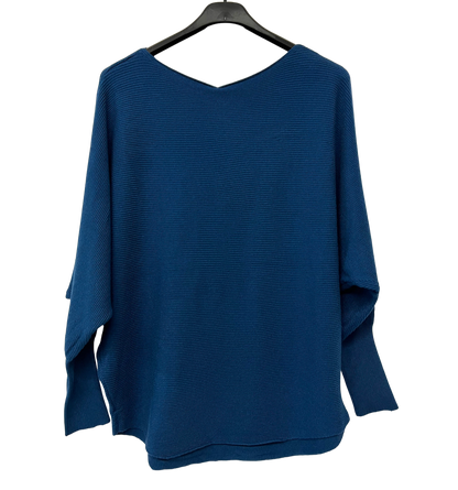 Sequin Star Batwing Sleeve Jumper In Teal